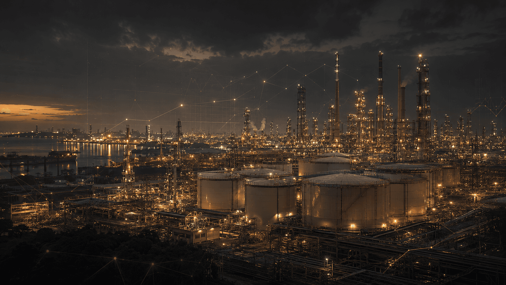 Gulf Coast processing facility at dusk